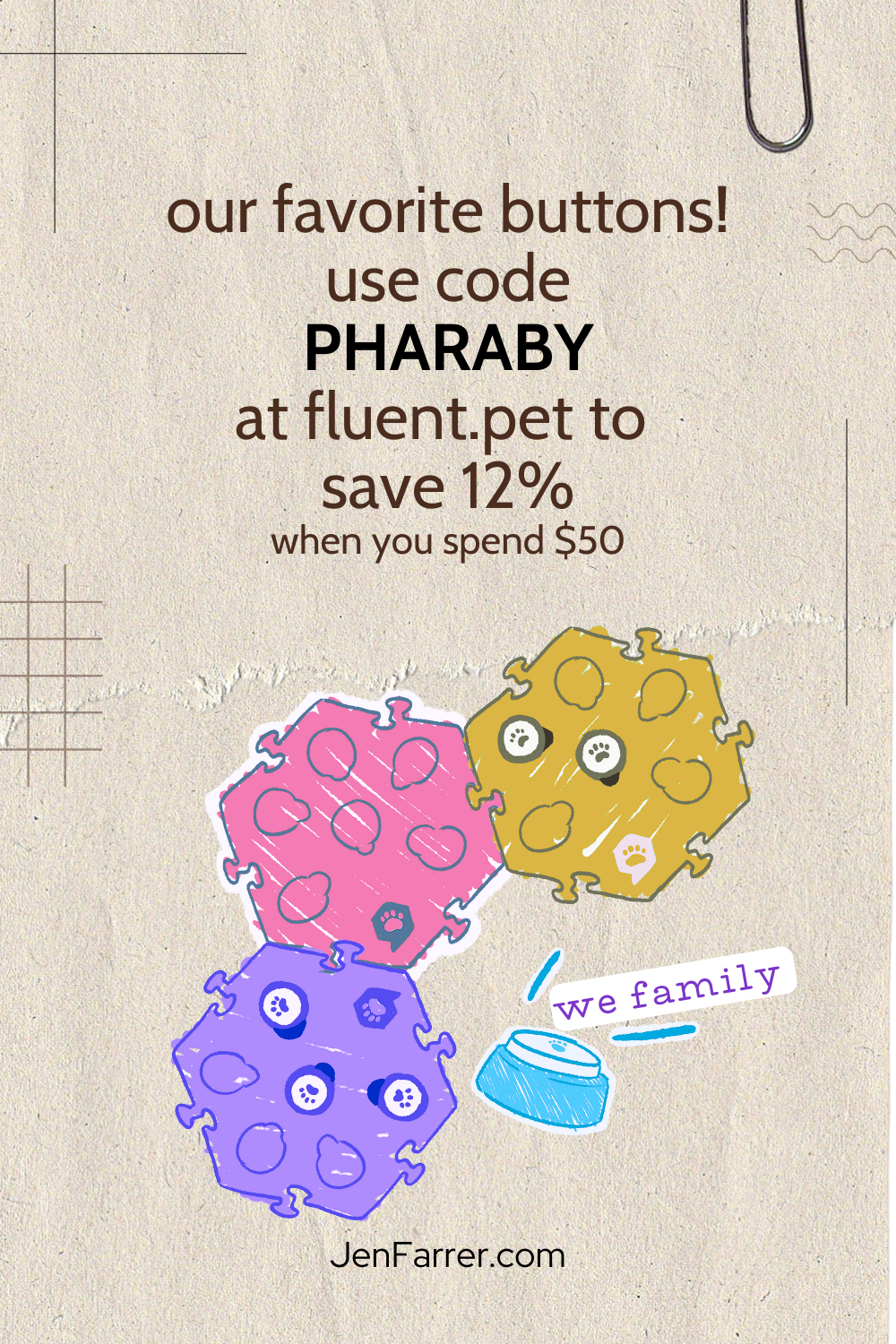 best discount code for talking dog buttons. fluent pet button discount code PHARABY saves you 12% at Fluent.pet