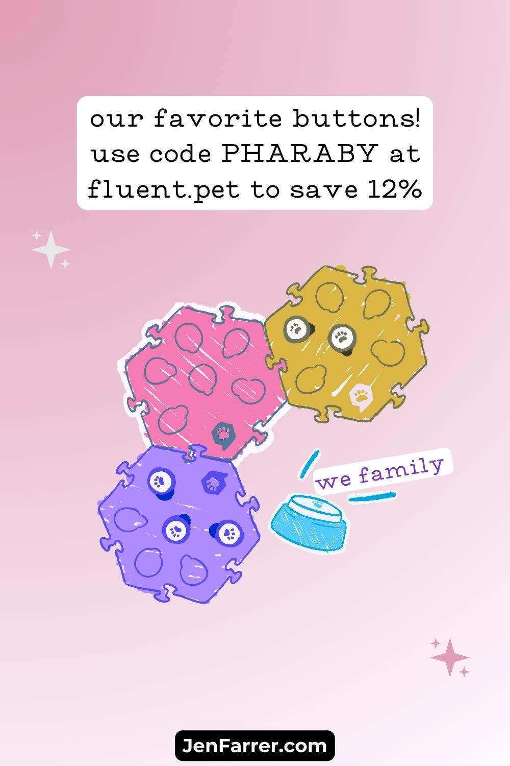 best discount code for talking dog buttons. fluent pet button discount code PHARABY saves you 12% at Fluent.pet