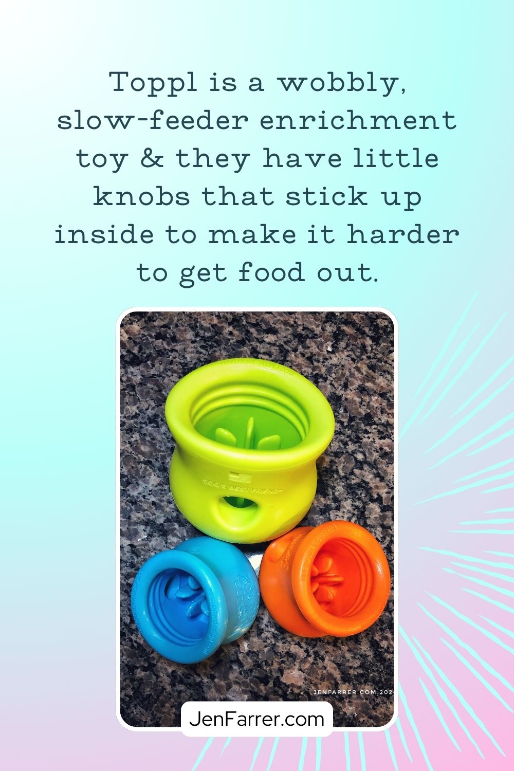 Discover why the Toppl from West Paw is the ultimate slow feeder for dogs! Perfect for preventing bloat, especially in breeds like Standard Poodles. Learn how it can make mealtime more fun and engaging for your dog. Check out my blog post for all the details and Pharaby’s favorite way to use it! #dogenrichment #slowfeeder #doghealth